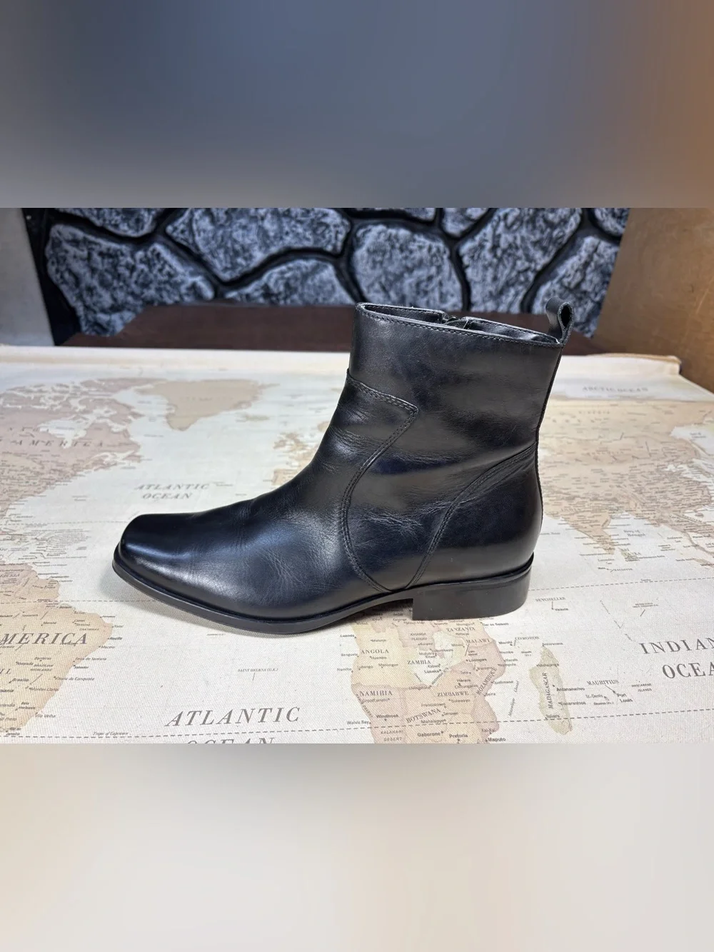 Mens Leather Boots Rockport Toloni K70048 Black Side Zip Sz 10 Casual-Dress EUC